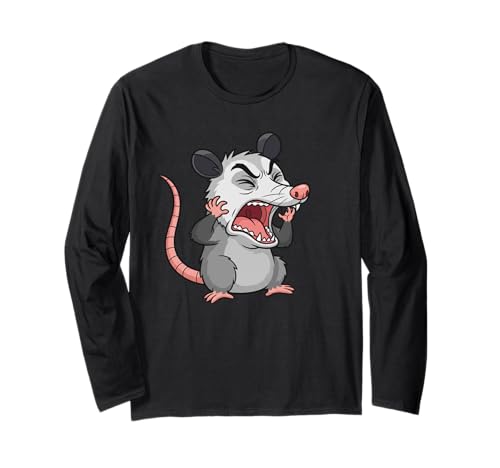 Angry Screaming Opossum Opossum Tier Geschenk Männer Frauen Kinder Langarmshirt von Awesome Cute Funny Opossum Humorous Graphic Design