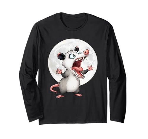Angry Screaming Opossum Opossum Tier Geschenk Männer Frauen Kinder Langarmshirt von Awesome Cute Funny Opossum and Moon Graphic Design