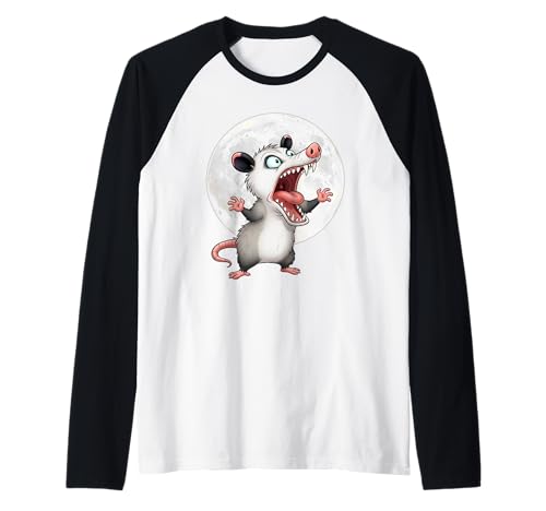 Angry Screaming Opossum Opossum Tier Geschenk Männer Frauen Kinder Raglan von Awesome Cute Funny Opossum and Moon Graphic Design