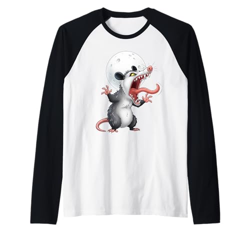 Angry Screaming Opossum Opossum Tier Geschenk Männer Frauen Kinder Raglan von Awesome Cute Funny Opossum and Moon Graphic Design