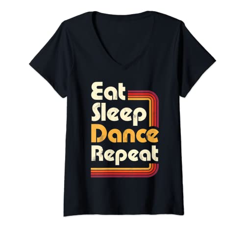 Damen Eat Sleep Dance Repeat Dancing Boys Girls Funny Dancer Gifts T-Shirt mit V-Ausschnitt von Awesome Dancers Dancing