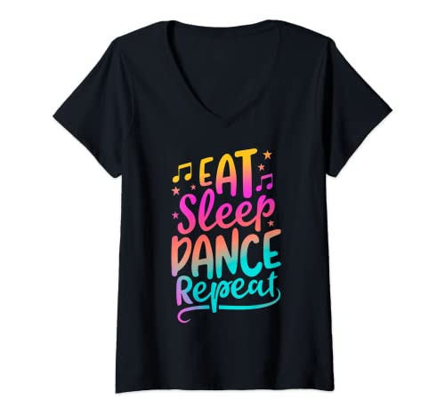 Damen Eat Sleep Dance Repeat Dancing Boys Girls Funny Dancer Gifts T-Shirt mit V-Ausschnitt Damen Eat Sleep Dance Repeat Dancing Boys Girls Funny Dancer Gifts T-Shirt mit V-Ausschnitt von Awesome Dancers Dancing
