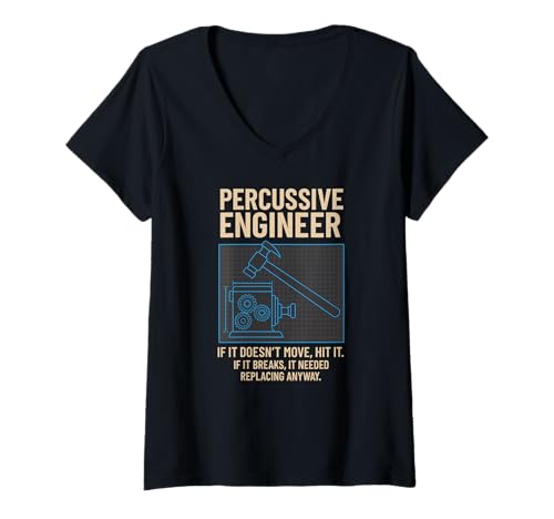 Damen Percussive Engineer Lustiges sarkastisches Ingenieur-Geschenk T-Shirt mit V-Ausschnitt von Awesome Engineering and Construction Tees