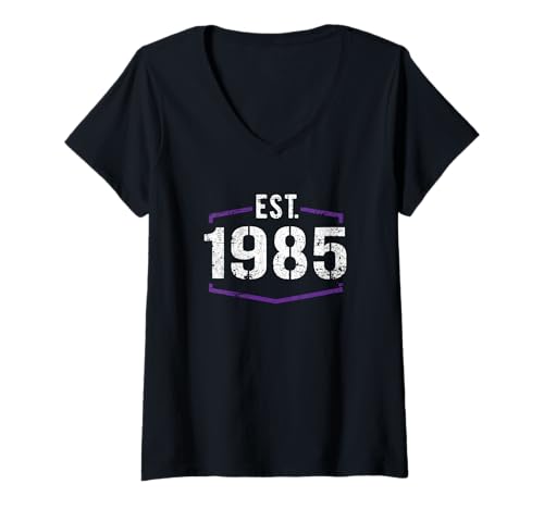 Damen 1985 Vintage-Design zum Geburtstag von 1985 im Used-Look T-Shirt mit V-Ausschnitt Damen 1985 Vintage-Design zum Geburtstag von 1985 im Used-Look T-Shirt mit V-Ausschnitt von Awesome Est. 1985 Birthday Designs and Souvenirs
