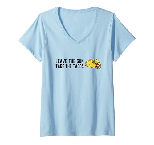 Damen Lass die Waffe, nimm die Tacos - Lustiger Taco-Gun-Humor T-Shirt mit V-Ausschnitt Damen Lass die Waffe, nimm die Tacos - Lustiger Taco-Gun-Humor T-Shirt mit V-Ausschnitt von Awesome Funny Taco Humor Joke Designs