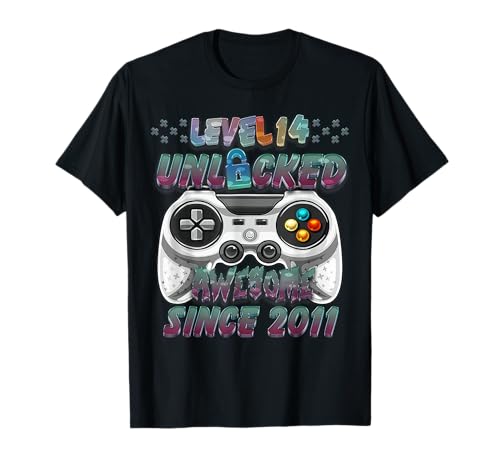 Unlocked 14. Geburtstags-T-Shirt für Gamer Boys T-Shirt von Awesome Gamer Birthday Gifts for Boys and Girls