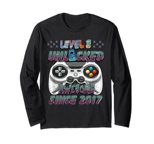 Unlocked 8. Geburtstags-T-Shirt für Gamer Boys Langarmshirt von Awesome Gamer Birthday Gifts for Boys and Girls