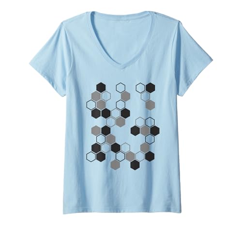 Damen Hexagon Muster Geometrische Mathematik Wissenschaft Grafikdesign T-Shirt mit V-Ausschnitt von Awesome Geometric Shapes Tees