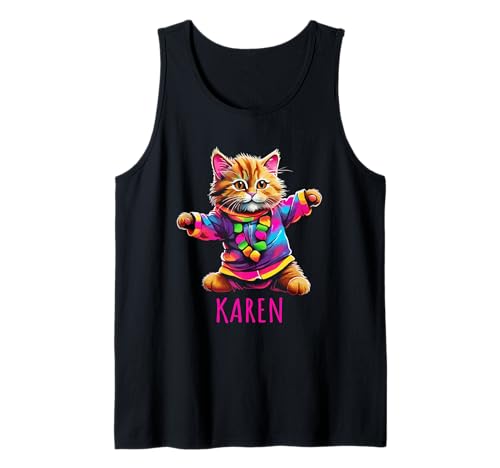 Karen Bunte tanzende Katze Design für Mädchen Name Karen Tank Top von Awesome Karen Designs for Girls Name Karen