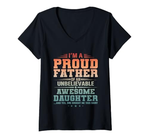 Damen Das erste Mal, dass Vater von Mädchen Humor, Tochter, bald Papa wird T-Shirt mit V-Ausschnitt von Awesome Like My Daughter Papa Graphic Fathers Day