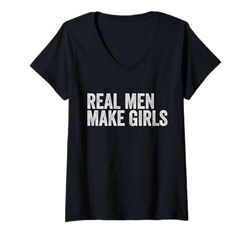 Damen Zum ersten Mal Vater von Mädchen: Echte Männer machen Mädchen bald Papa T-Shirt mit V-Ausschnitt von Awesome Like My Daughter Papa Graphic Fathers Day