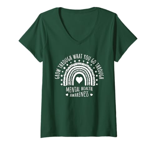 Damen Das Bewusstsein für psychische Gesundheit wächst durch das, was Sie durchmachen T-Shirt mit V-Ausschnitt Damen Das Bewusstsein für psychische Gesundheit wächst durch das, was Sie durchmachen T-Shirt mit V-Ausschnitt von Awesome Mental Health Inspirational Designs