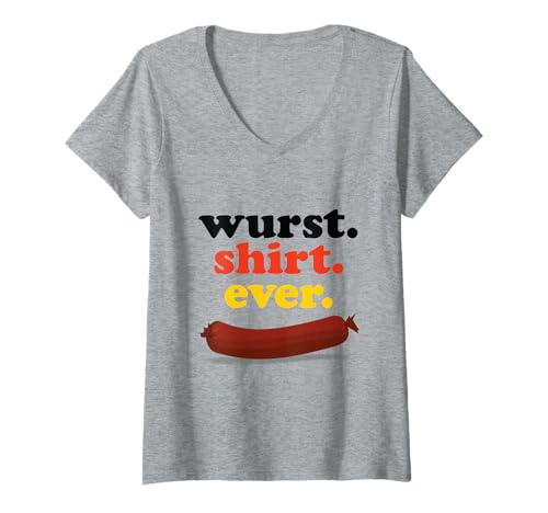 Damen Witziger Witz-Humor von Wurst T-Shirt mit V-Ausschnitt von Awesome Oktoberfest Party T-Shirts