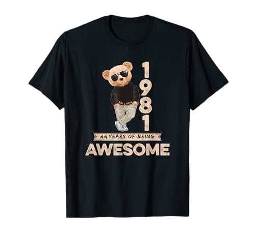 44. Geburtstag Herren Damen 1981 Original Awesome Teddybär T-Shirt von Awesome Original Teddy Bär Geburtstagsshirt