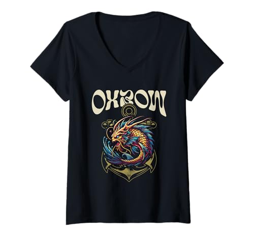 Damen Oxbow-Anker-Design T-Shirt mit V-Ausschnitt Damen Oxbow-Anker-Design T-Shirt mit V-Ausschnitt von Awesome Oxbow Estates Arizona USA Designs
