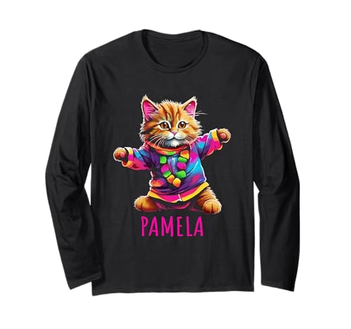 Pamela Bunte tanzende Katze Design für Mädchen Name Pamela Langarmshirt Pamela Bunte tanzende Katze Design für Mädchen Name Pamela Langarmshirt von Awesome Pamela Designs for Girls Name Pamela