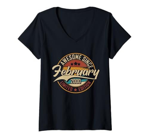 Damen Fantastisch Seit Februar 2000 | 26 Jahre alt | 26. Geburtstag T-Shirt mit V-Ausschnitt Damen Fantastisch Seit Februar 2000 | 26 Jahre alt | 26. Geburtstag T-Shirt mit V-Ausschnitt von Awesome Retro Birthday Outfits in February