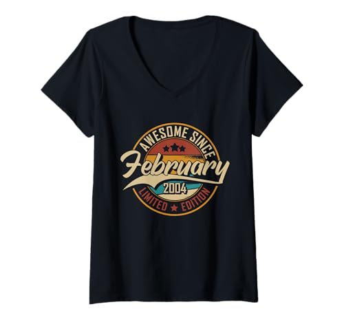 Damen Fantastisch Seit Februar 2004 | 22 Jahre alt | 22. Geburtstag T-Shirt mit V-Ausschnitt Damen Fantastisch Seit Februar 2004 | 22 Jahre alt | 22. Geburtstag T-Shirt mit V-Ausschnitt von Awesome Retro Birthday Outfits in February