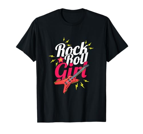 Rock N Roll Mädchen Gitarristin Musikerinnen Frauen T-Shirt von Awesome Rockstar Frauen Musiker Geschenke
