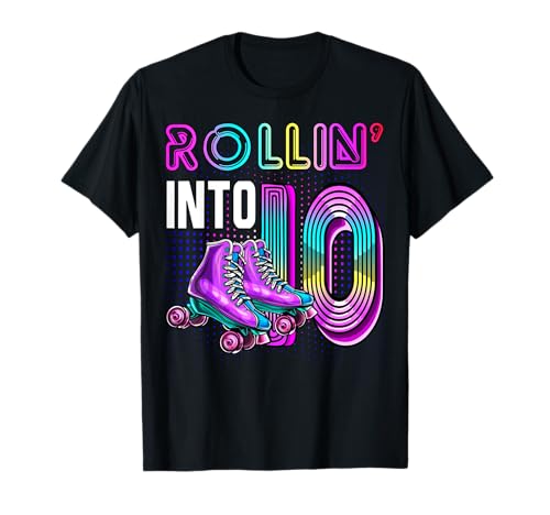 Rollin' into 10 Rollin' into 10. Geburtstag Party Girl T-Shirt von Awesome Roller Skating Birthday Shirts