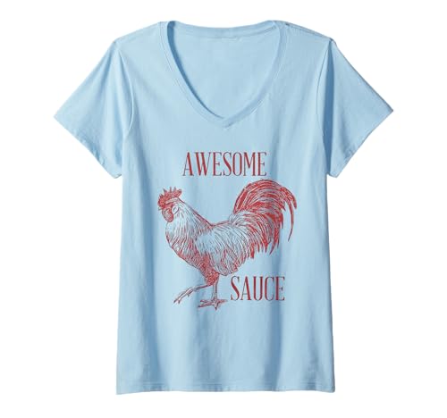 Damen Tolle Sauce mit Bild von Hahn T-Shirt mit V-Ausschnitt Damen Tolle Sauce mit Bild von Hahn T-Shirt mit V-Ausschnitt von Awesome Sauce Rooster Tee Gifts For Humans