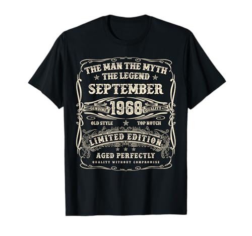 September 1968 57. Geburtstag Geschenke für Männer 57 Jahre alt Bday T-Shirt von Awesome September Birthday Tee for Men and Women