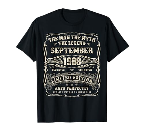 September 1988 37. Geburtstag Geschenke für Männer 37 Jahre alt Bday T-Shirt von Awesome September Birthday Tee for Men and Women
