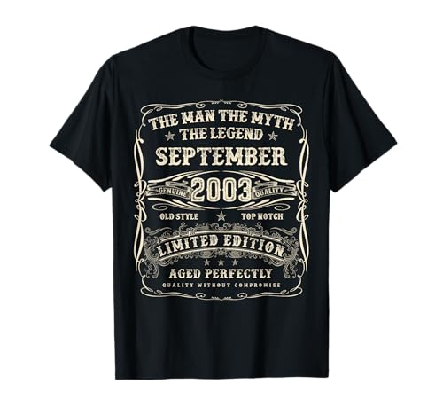 September 2003 22. Geburtstag Geschenke für Männer 22 Jahre alt Bday T-Shirt September 2003 22. Geburtstag Geschenke für Männer 22 Jahre alt Bday T-Shirt von Awesome September Birthday Tee for Men and Women