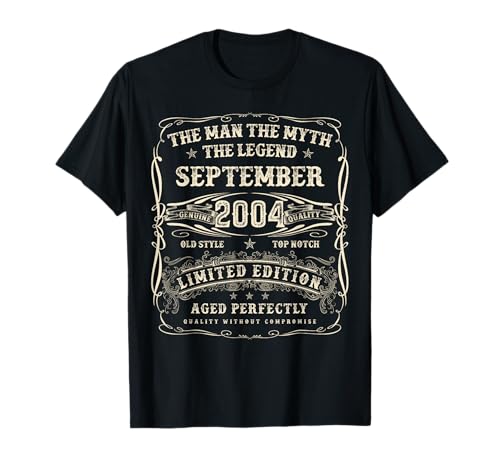 September 2004 21. Geburtstag Geschenke für Männer 21 Jahre alt Bday T-Shirt von Awesome September Birthday Tee for Men and Women