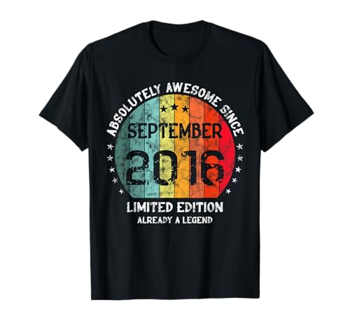 Fantastisch Seit September 2016 Junge Mädchen Geburtstag T-Shirt Fantastisch Seit September 2016 Junge Mädchen Geburtstag T-Shirt von Awesome Since 2016 Geburtstag Junge Oder Mädchen