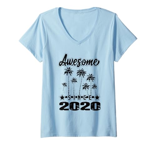 Damen Fantastisch Seit 2020 Geburtstag 2020 Geburtstag 2020 Vintage T-Shirt mit V-Ausschnitt von Awesome Since 2020