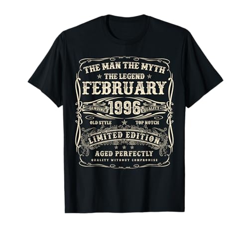 Februar 1996 29. Geburtstag Geschenke für Männer 29 Jahre alt Bday T-Shirt Februar 1996 29. Geburtstag Geschenke für Männer 29 Jahre alt Bday T-Shirt von Awesome Since February Birthday Gifts For Men