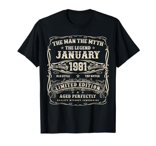 Januar 1981 44. Geburtstag Geschenke für Männer 44 Jahre alt Bday T-Shirt Januar 1981 44. Geburtstag Geschenke für Männer 44 Jahre alt Bday T-Shirt von Awesome Since January Birthday Gifts For Men
