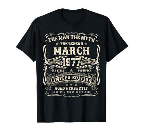 März 1977 48. Geburtstag Geschenke für Männer 48 Jahre alt Bday T-Shirt von Awesome Since March Birthday Gifts For Men