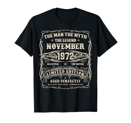 November 1972 52. Geburtstag Geschenke für Männer 52 Jahre alt Bday T-Shirt von Awesome Since November Birthday Gifts For Men