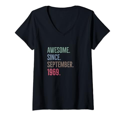 Damen Tolle Geschenkidee zum Geburtstag seit September 1969 T-Shirt mit V-Ausschnitt Damen Tolle Geschenkidee zum Geburtstag seit September 1969 T-Shirt mit V-Ausschnitt von Awesome Since September 1969 Age Birthday