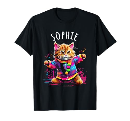 Sophie Bunte tanzende Katze, Design für Mädchen, Name Sophie T-Shirt von Awesome Sophie Designs for Girls Name Sophie