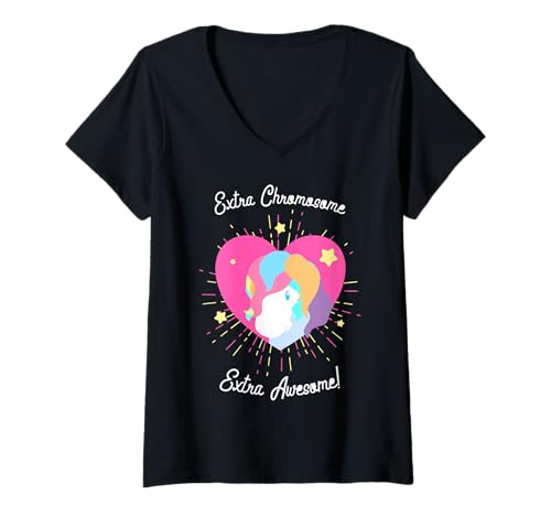 Damen Extra Chromosom Extra Awesome Down Syndrome Awareness T-Shirt mit V-Ausschnitt von Awesome Special Teacher Gifts