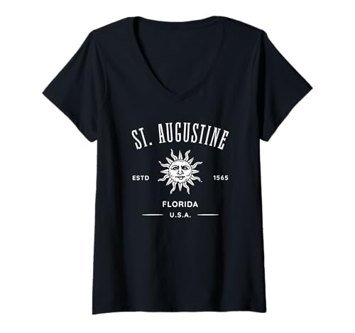 Damen St. Augustine Florida-Souvenir im Vintage-Design T-Shirt mit V-Ausschnitt von Awesome St Augustine Florida Souvenirs and Designs