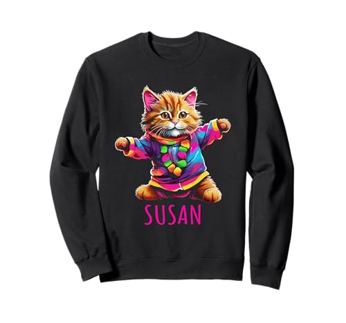Susan Bunte tanzende Katze Design für Mädchen Name Susan Sweatshirt Susan Bunte tanzende Katze Design für Mädchen Name Susan Sweatshirt von Awesome Susan Designs for Girls Name Susan
