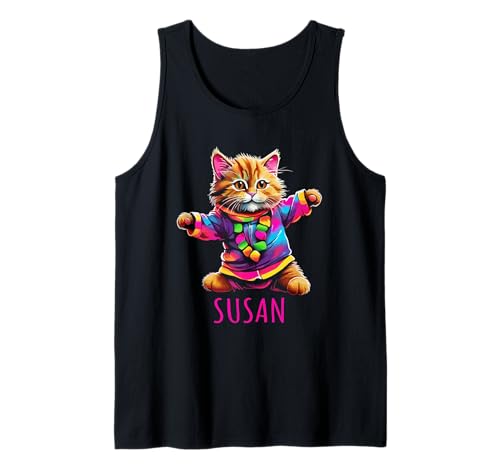 Susan Bunte tanzende Katze Design für Mädchen Name Susan Tank Top Susan Bunte tanzende Katze Design für Mädchen Name Susan Tank Top von Awesome Susan Designs for Girls Name Susan