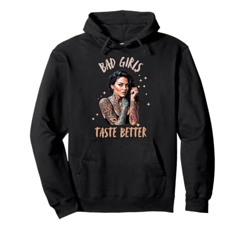 Grafik-Tattoo „Böse Mädchen schmecken Besser“ Pullover Hoodie von Awesome Tattoo Lover Designs