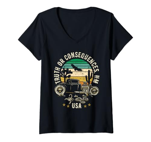 Damen Truth or Consequences NM USA Hotrod-Design im Retro-Stil T-Shirt mit V-Ausschnitt Damen Truth or Consequences NM USA Hotrod-Design im Retro-Stil T-Shirt mit V-Ausschnitt von Awesome Truth or Consequences New Mexico Designs