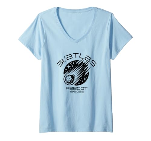 Damen 3I/Atlas Comet 2025 Reboot Lustiges sarkastisches Weltraumhumordesign T-Shirt mit V-Ausschnitt Damen 3I/Atlas Comet 2025 Reboot Lustiges sarkastisches Weltraumhumordesign T-Shirt mit V-Ausschnitt von Awesome UFO UAP Alien Designs and Souvenirs