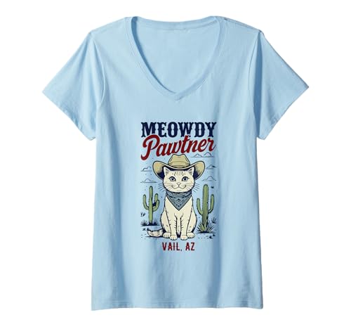 Damen Lustiges Meowdy Pawtner Katzenmotiv von Vail AZ USA T-Shirt mit V-Ausschnitt Damen Lustiges Meowdy Pawtner Katzenmotiv von Vail AZ USA T-Shirt mit V-Ausschnitt von Awesome Vail AZ USA Designs