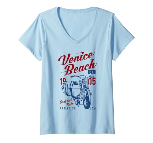 Damen Venice Beach, Kalifornien, Retro-Design im Vintage-Stil T-Shirt mit V-Ausschnitt Damen Venice Beach, Kalifornien, Retro-Design im Vintage-Stil T-Shirt mit V-Ausschnitt von Awesome Venice Beach CA Souvenirs and Designs