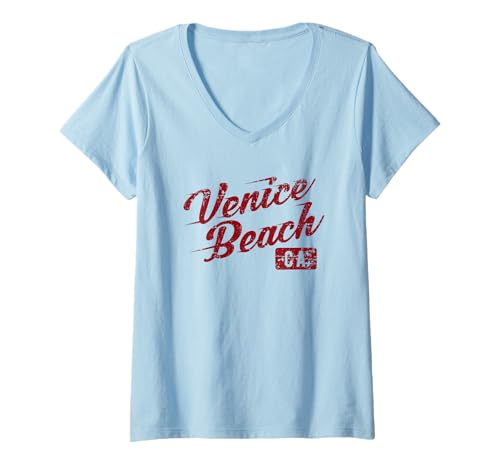 Damen Venice Beach California Retro-Vintage-Design im Used-Look T-Shirt mit V-Ausschnitt Damen Venice Beach California Retro-Vintage-Design im Used-Look T-Shirt mit V-Ausschnitt von Awesome Venice Beach CA Souvenirs and Designs