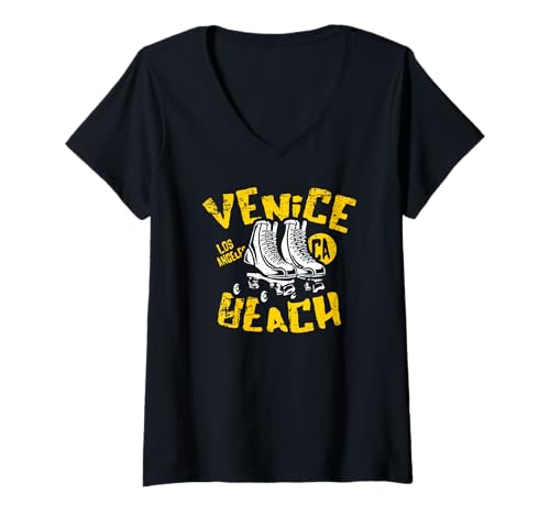 Damen Venice Beach California Retro Vintage Used-Look T-Shirt mit V-Ausschnitt Damen Venice Beach California Retro Vintage Used-Look T-Shirt mit V-Ausschnitt von Awesome Venice Beach CA Souvenirs and Designs