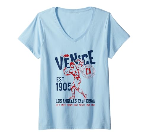 Damen Venedig Est. 1905 California Retro Vintage Design T-Shirt mit V-Ausschnitt von Awesome Venice Los Angeles CA Souvenir Designs