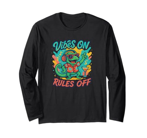 Vibes on, Rule Off Chamäleon im Urlaub für Jungen und Mädchen Langarmshirt von Awesome Vibes On Outfit